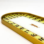 Altın Leopar Desenli Oval Sunumluk – Dekoratif Tepsi