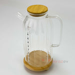 Luna Silindirik Cam Yağdanlık 1000 ml – Bambu Kapaklı