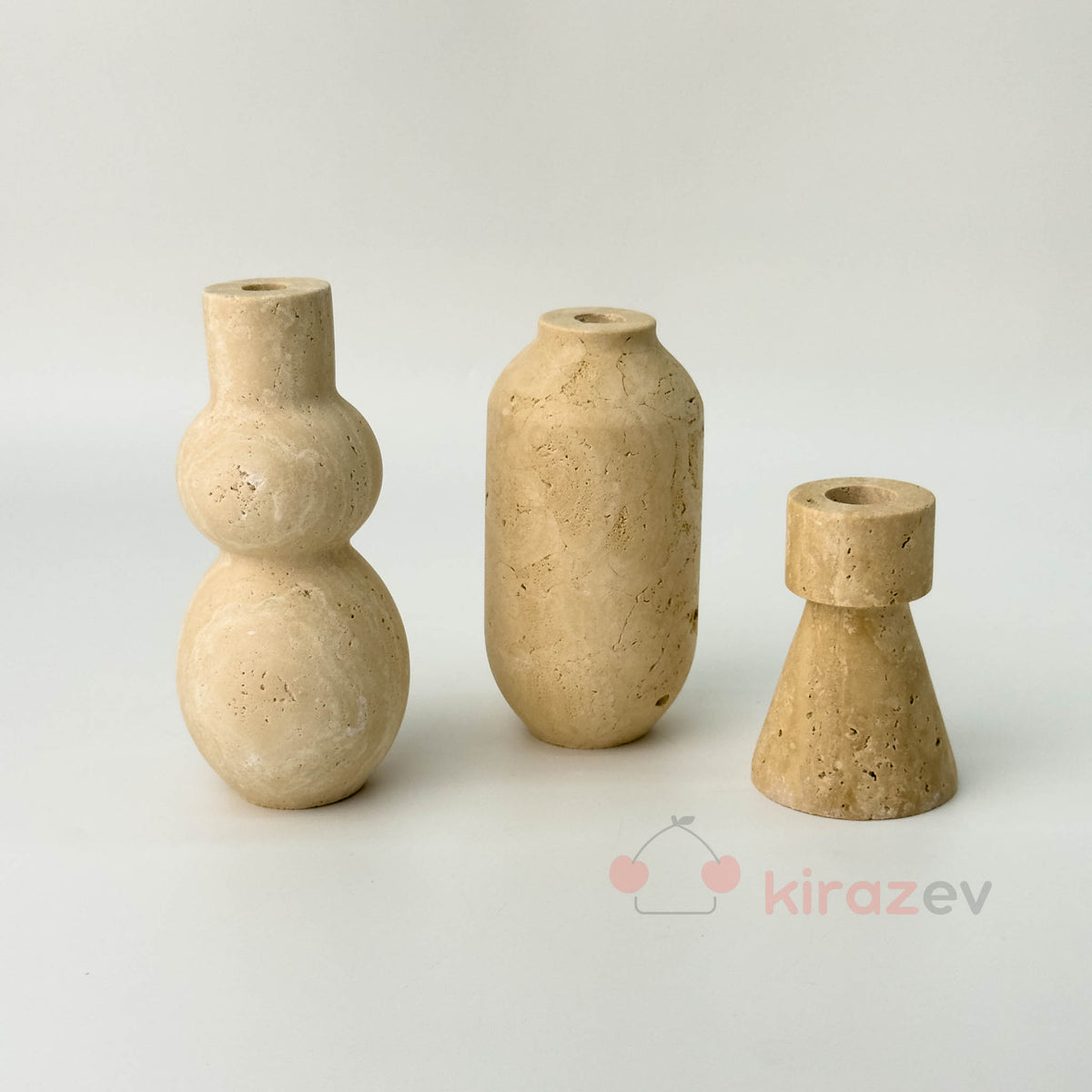 Traverten Mermer Şamdan – Minimal Dekoratif Mumluk