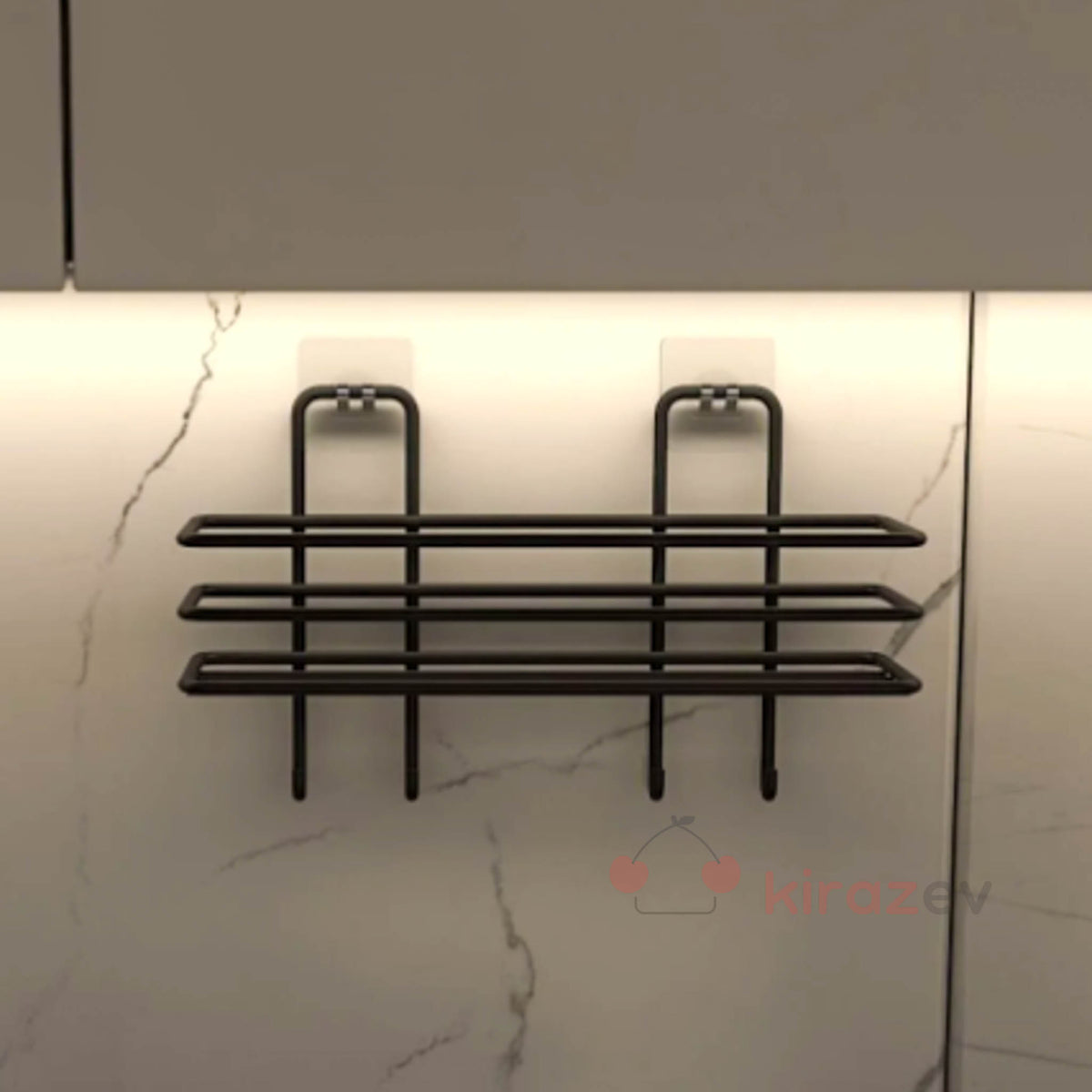 Siyah Metal Kancalı Duvar Rafı