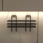 Siyah Metal Kancalı Duvar Rafı