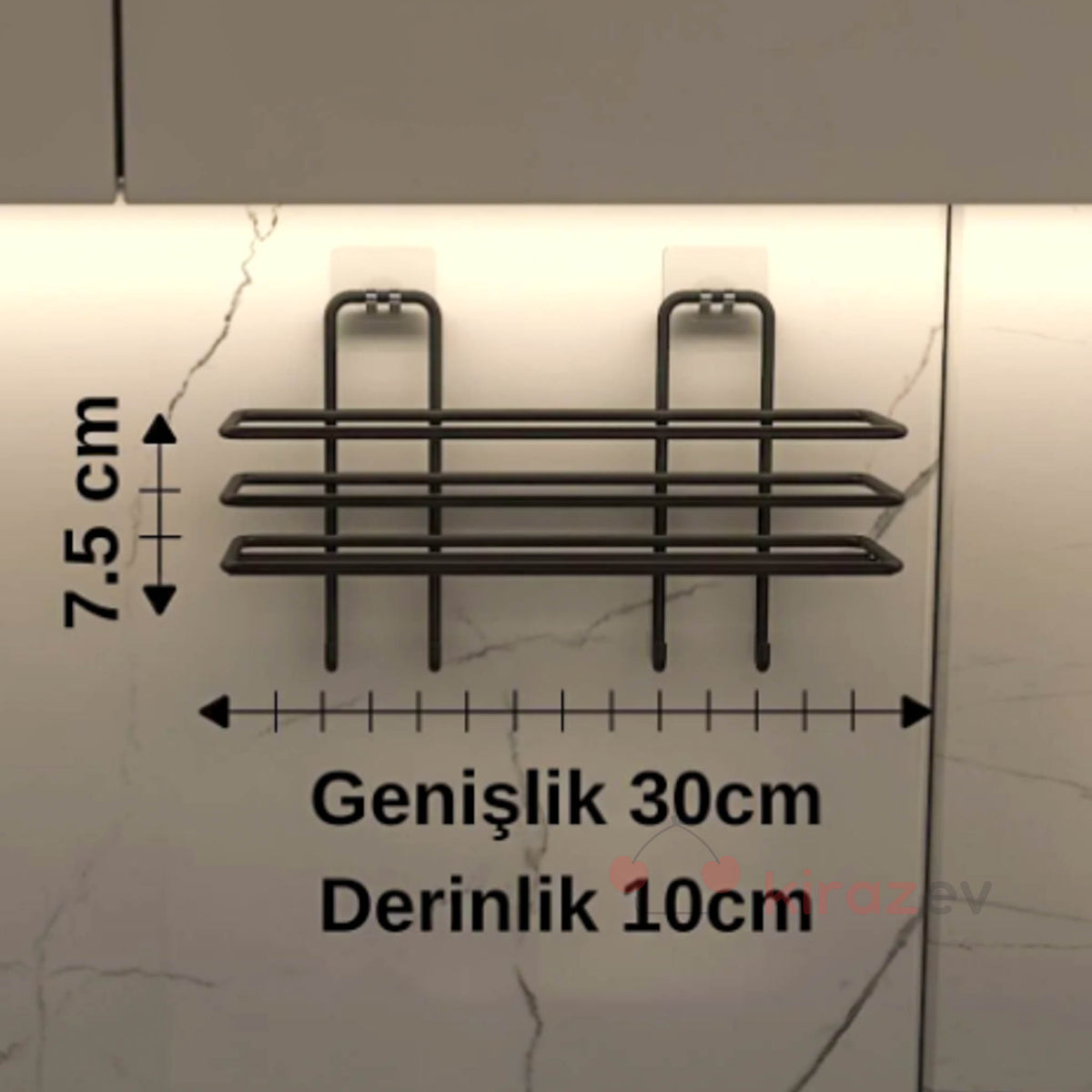 Siyah Metal Kancalı Duvar Rafı