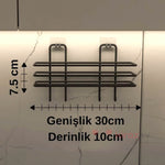 Siyah Metal Kancalı Duvar Rafı