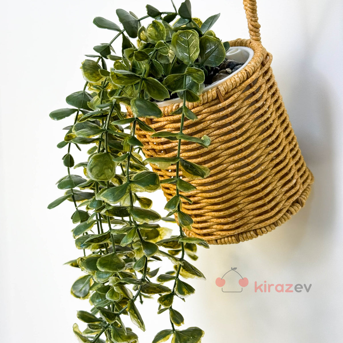 Mini Kulplu Rattan Sepet – Duvara Asılabilir Doğal Sepet