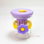 Cam Muggle Suluk – Mor Çiçekli Pipetli