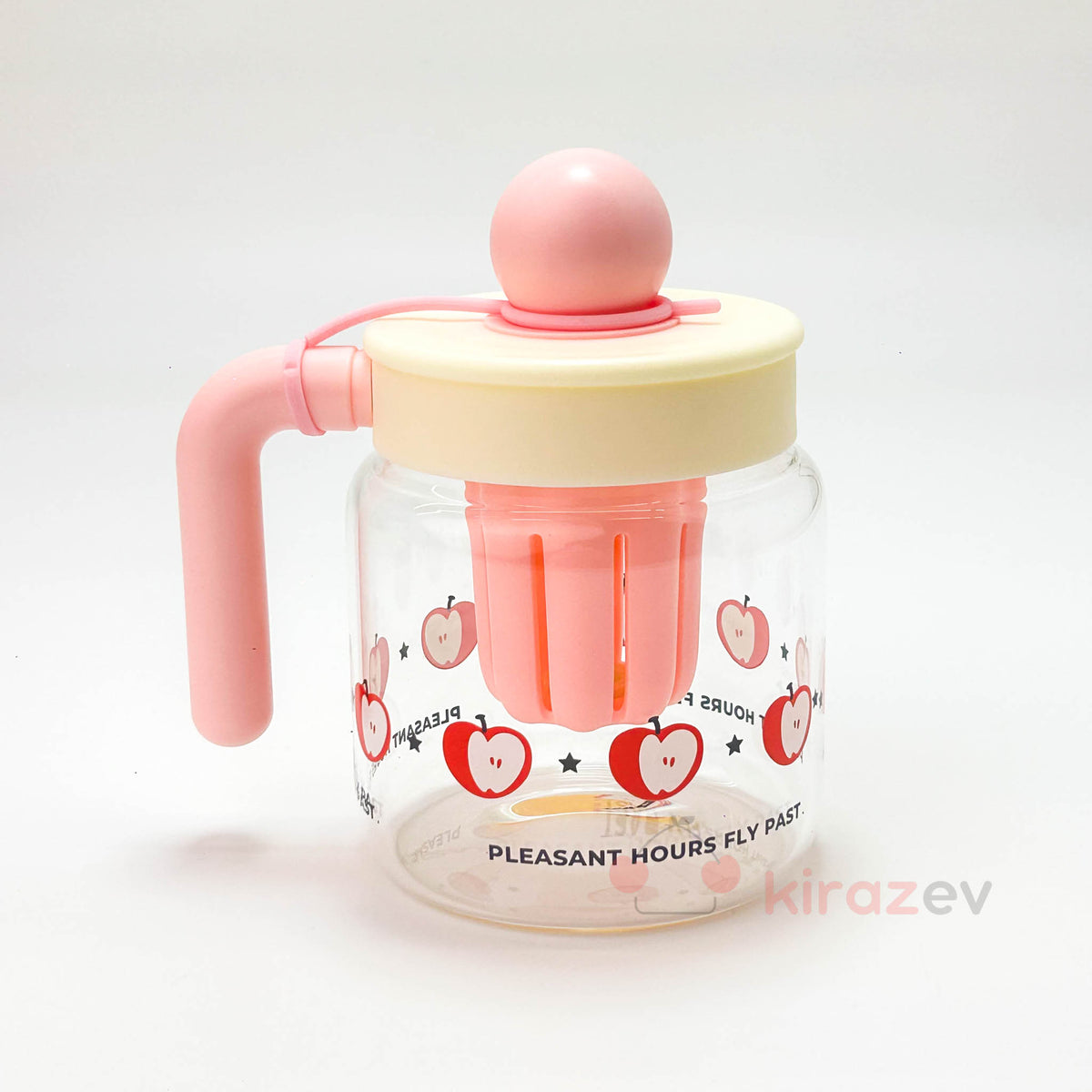 Pembe Elmalı Kulplu Suluk – Pipetli Bardak