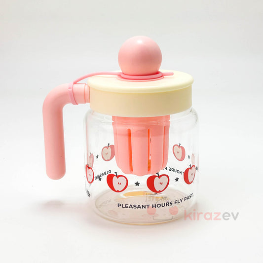 Pembe Elmalı Kulplu Suluk – Pipetli Bardak