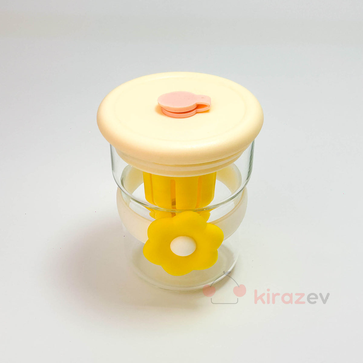 Cam Muggle Suluk – Sarı Çiçekli Pipetli