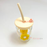 Cam Muggle Suluk – Sarı Çiçekli Pipetli