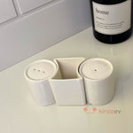 Porselen Tuzluk Seti – 3 Parça Minimal Tasarım