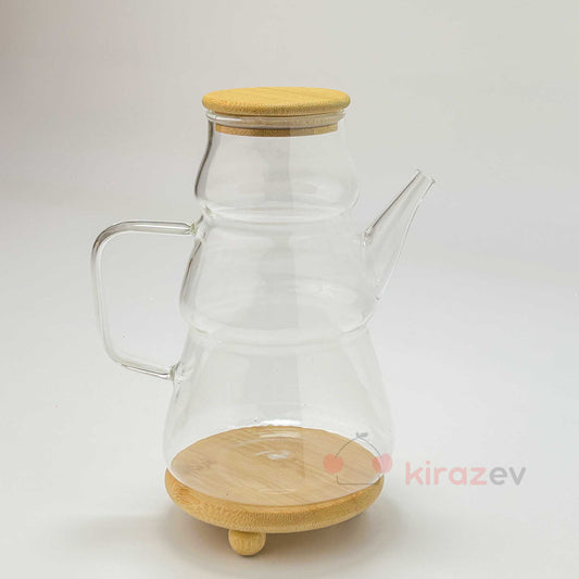 Pureline Minimal Cam Yağdanlık 900 ml – Bambu Kapaklı