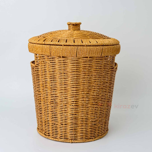Rattan Kapaklı Sepet Kova Büyük