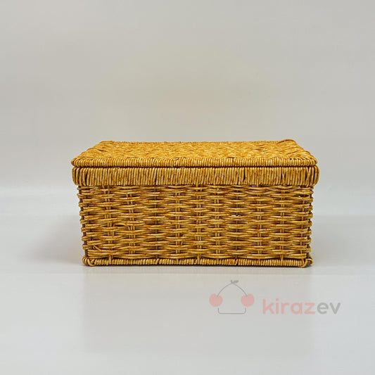 Rattan Açık Ton Saklama Kutu - Orta Boy