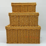 Rattan Açık Ton Saklama Kutu - 3'lü Set