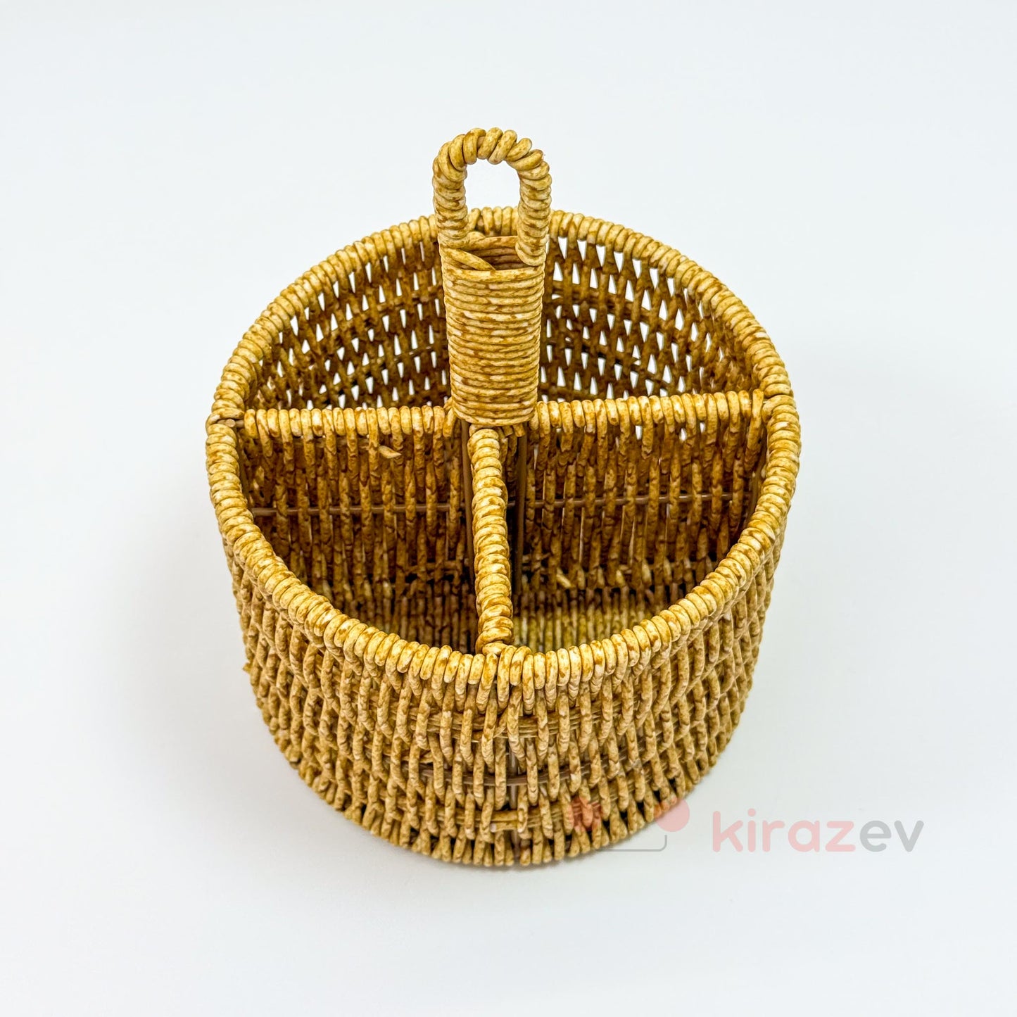 Rattan Kaşıklık 4 Bölmeli Mutfak Organizeri