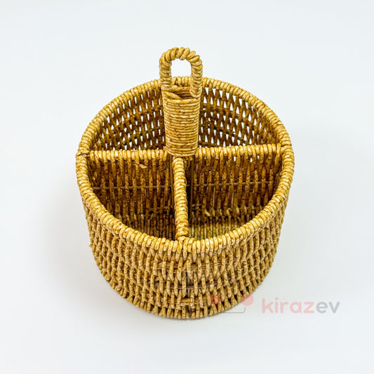Rattan Kaşıklık 4 Bölmeli Mutfak Organizeri