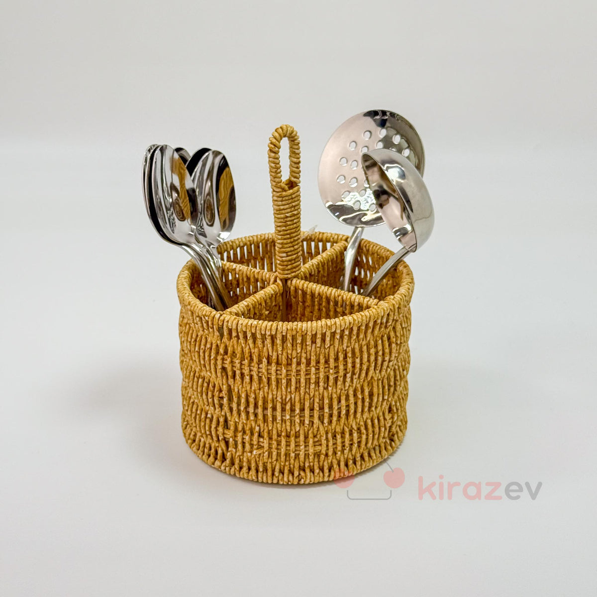 Rattan Kaşıklık 4 Bölmeli Mutfak Organizeri