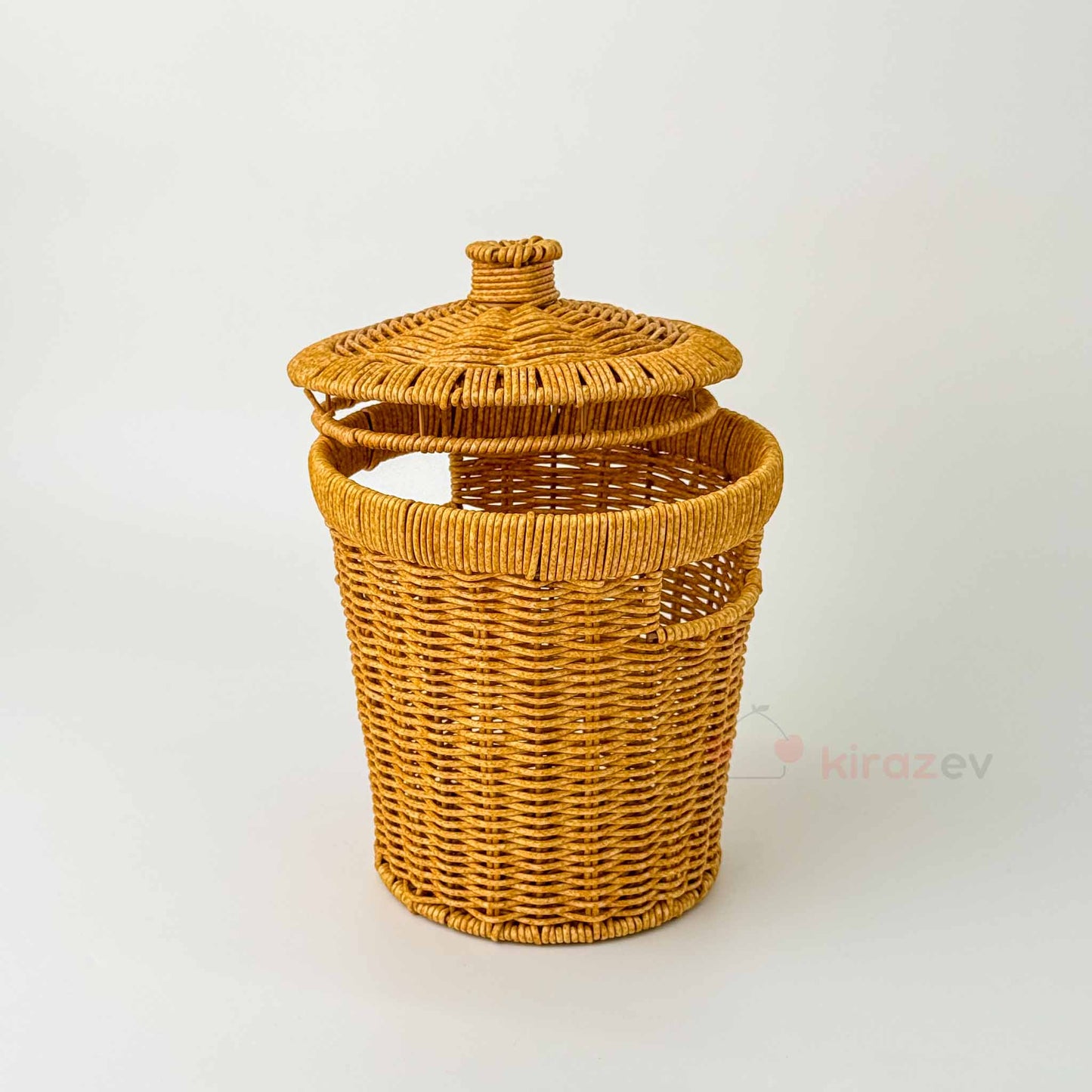 Rattan Kapaklı Sepet Kova Küçük