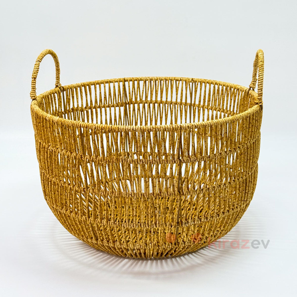 Rattan Kulplu Organizer Sepet Büyük Boy