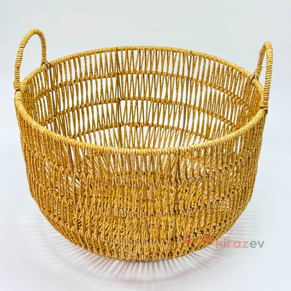 Rattan Kulplu Organizer Sepet Orta Boy - Kiraz Ev