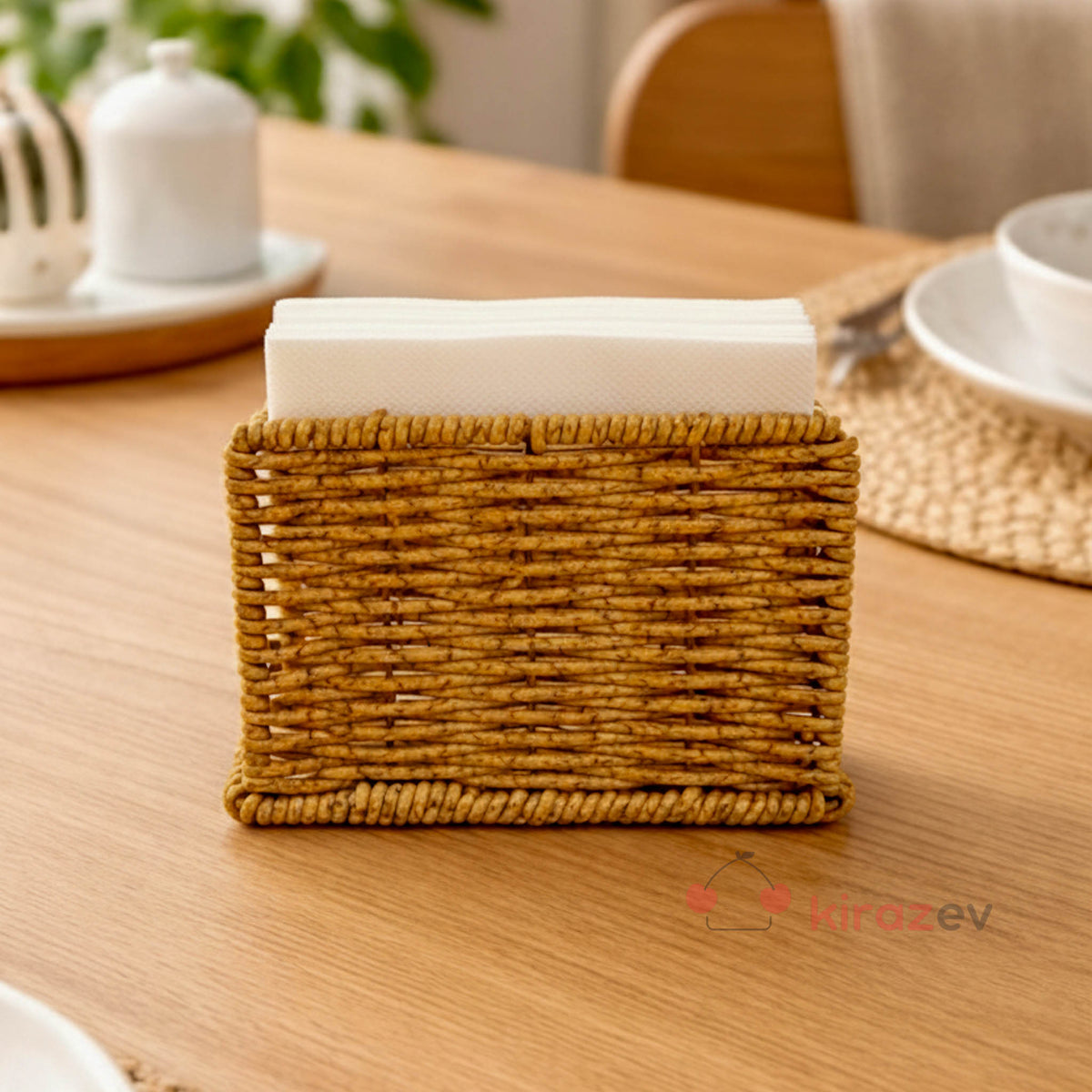 Rattan Masa Üstü Dikdörtgen Peçetelik