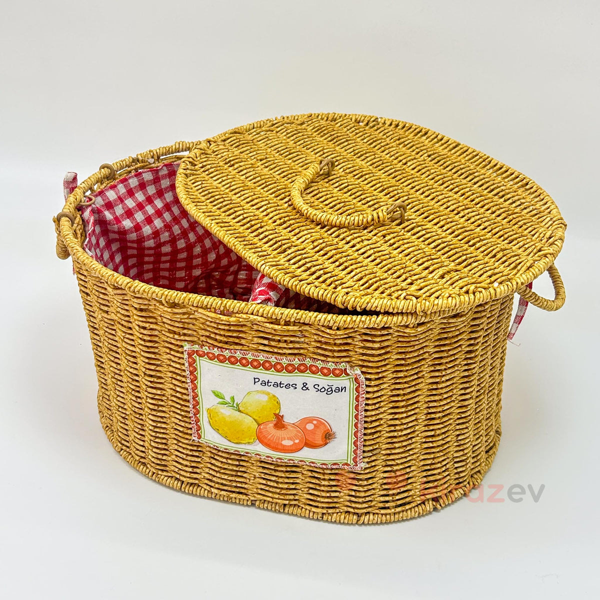 Rattan Bölmeli Patates Soğanlık Oval