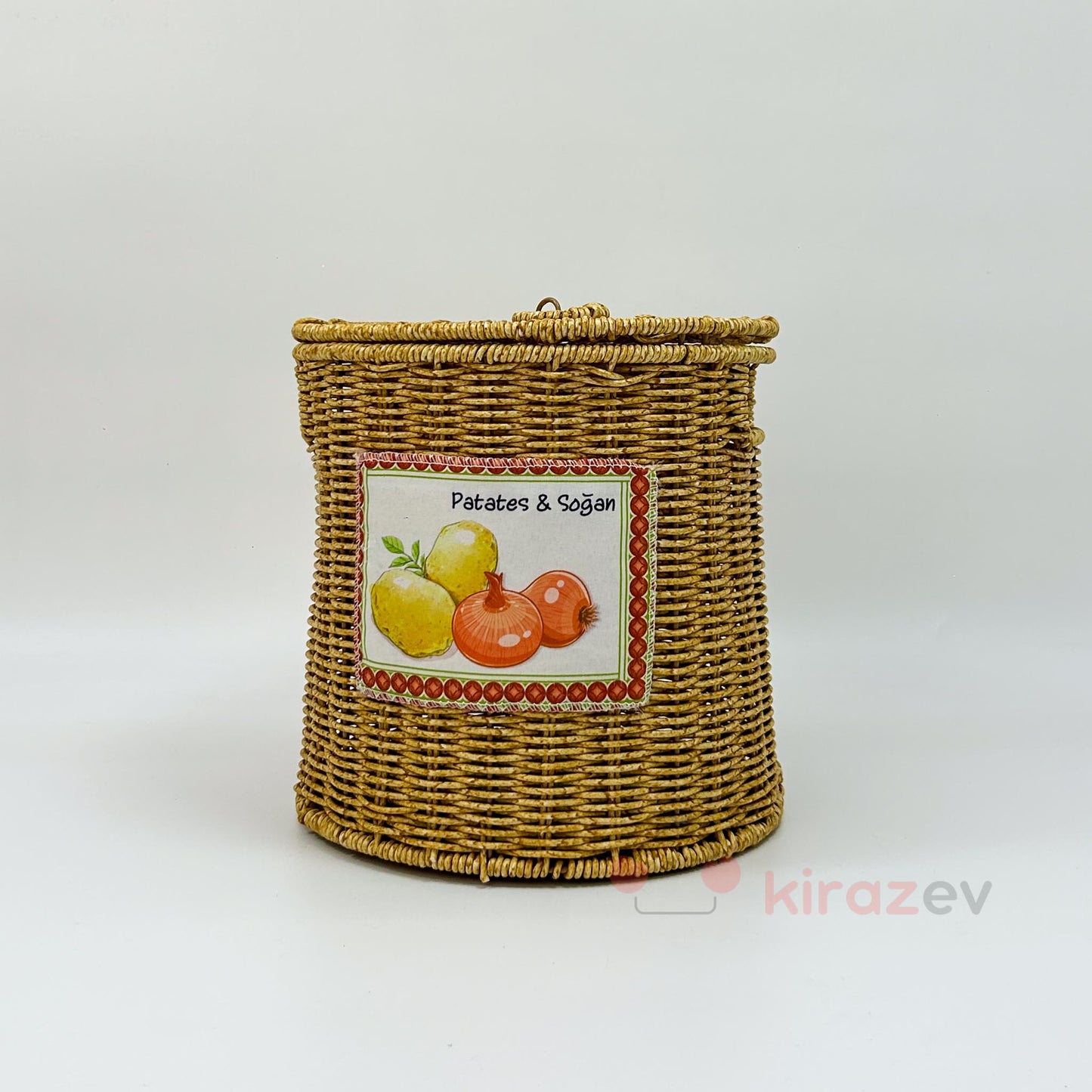 Patates Soğanlık Rattan Kapaklı Sepet Büyük Boy