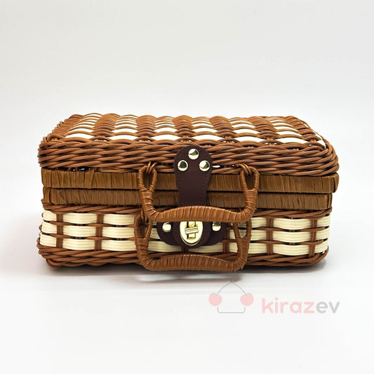 Rattan Piknik Kutusu Krem – Şık ve Kullanışlı Sepet Tasarımı