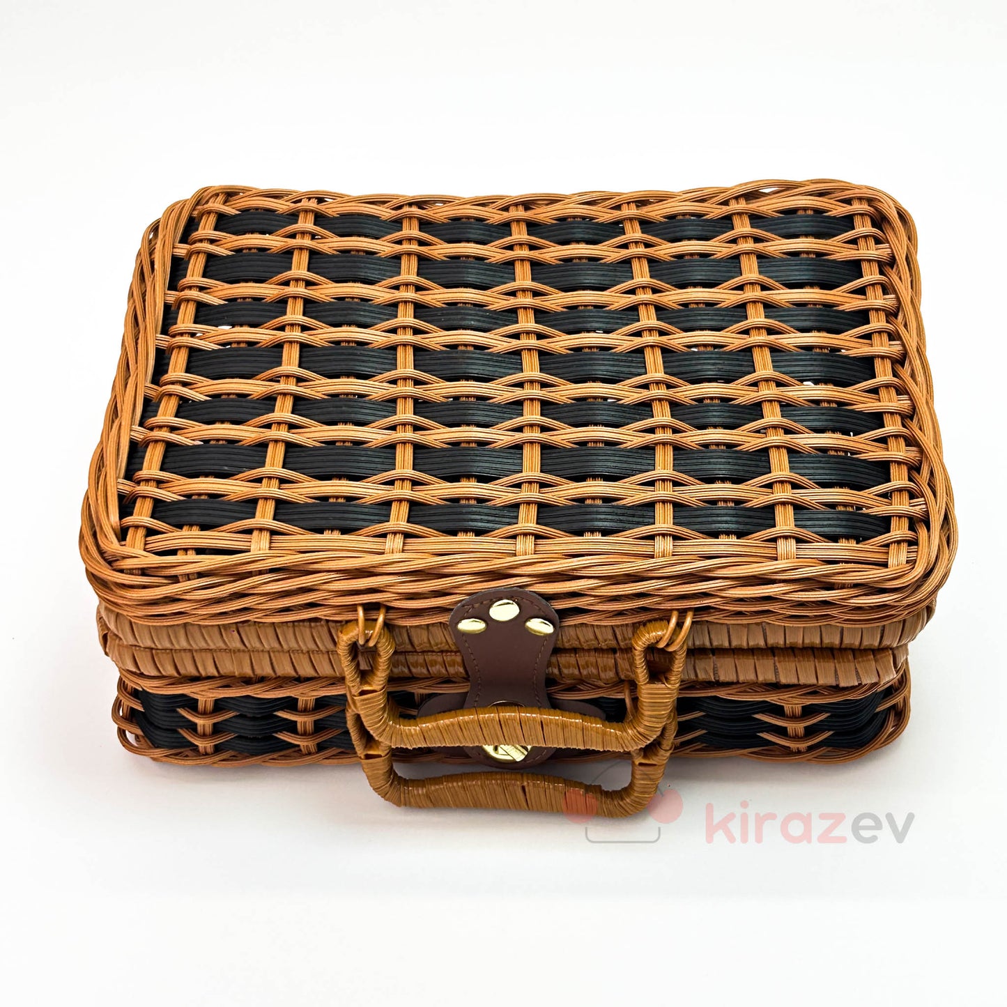 Rattan Piknik Kutusu Siyah– Şık ve Kullanışlı Sepet Tasarımı