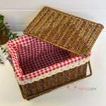 Rattan Piknik Sepeti Kapaklı Astarlı