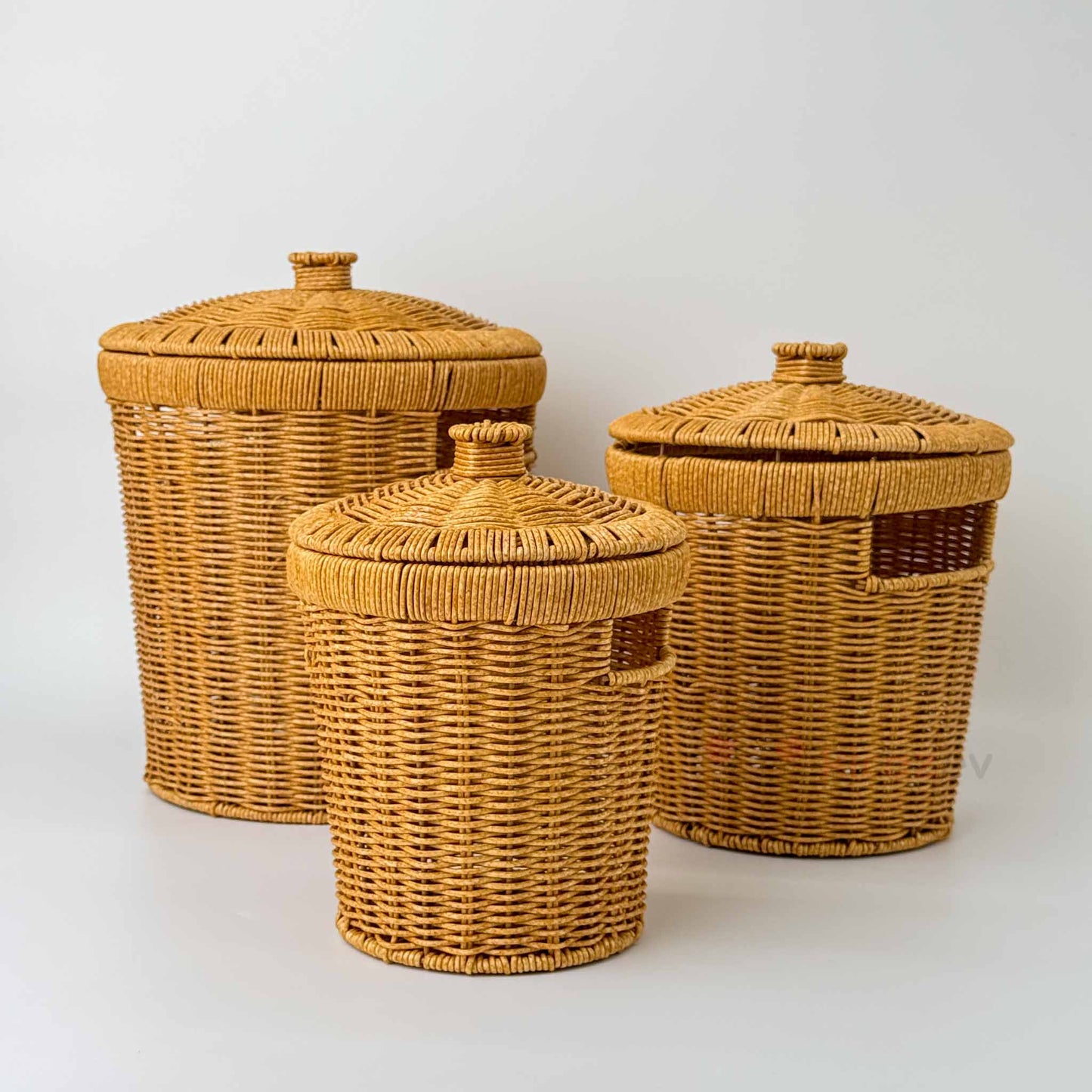 Rattan Kapaklı Sepet Kova Orta