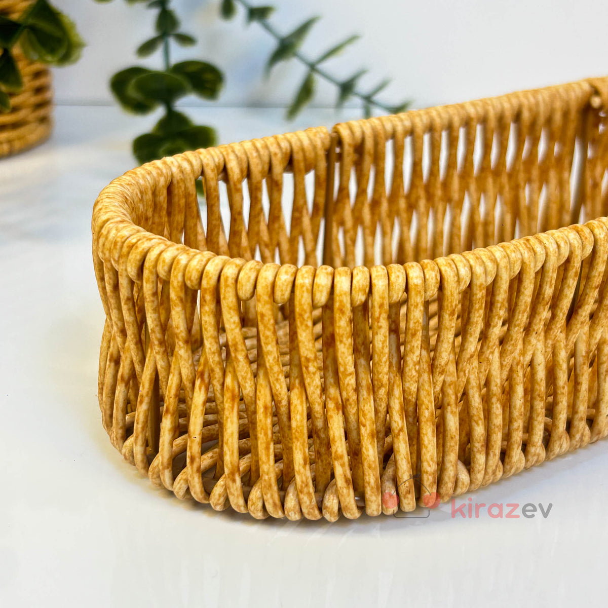 Rattan Uzun Organizer Sepet 25×9 cm