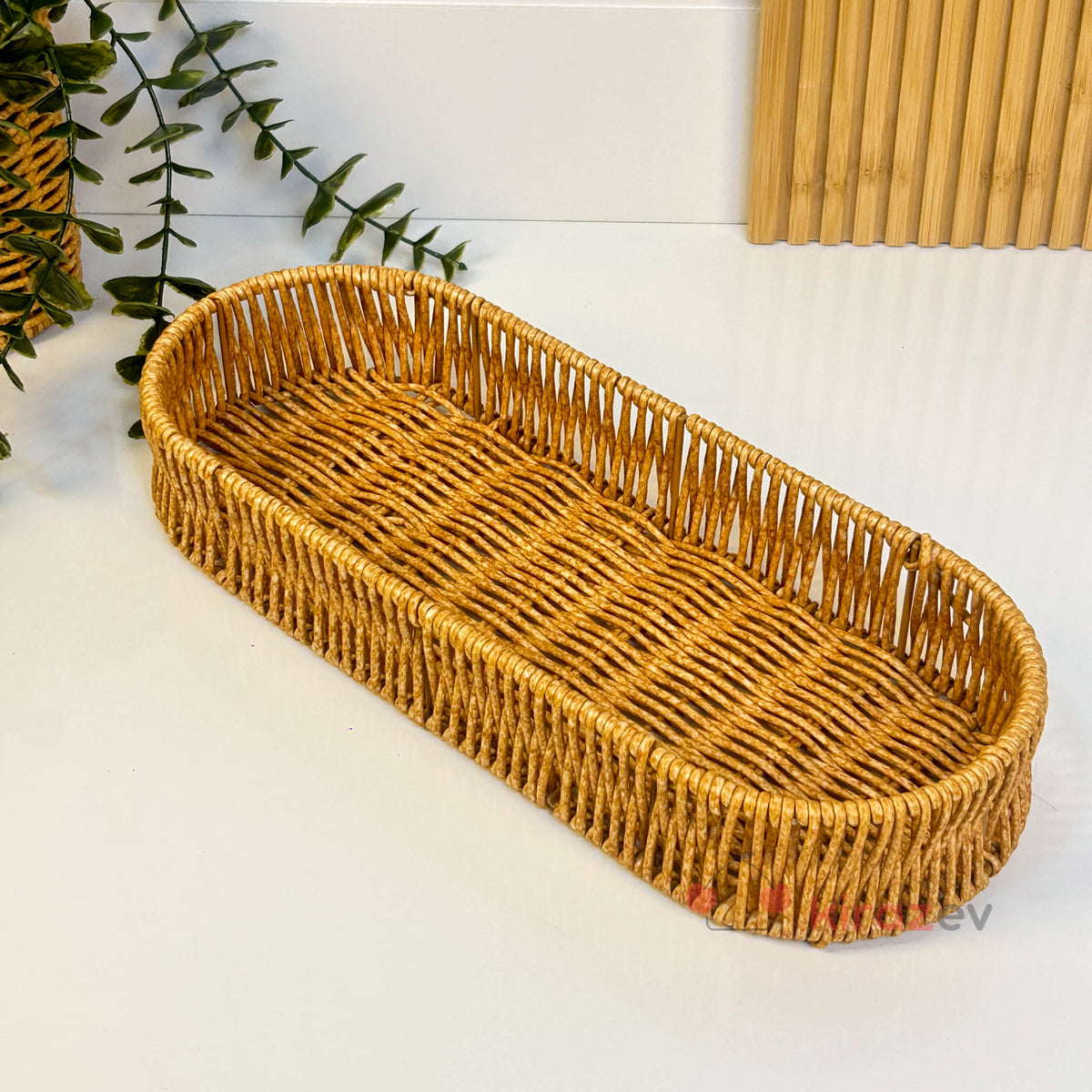 Rattan Uzun Organizer Sepet 31 × 12 cm