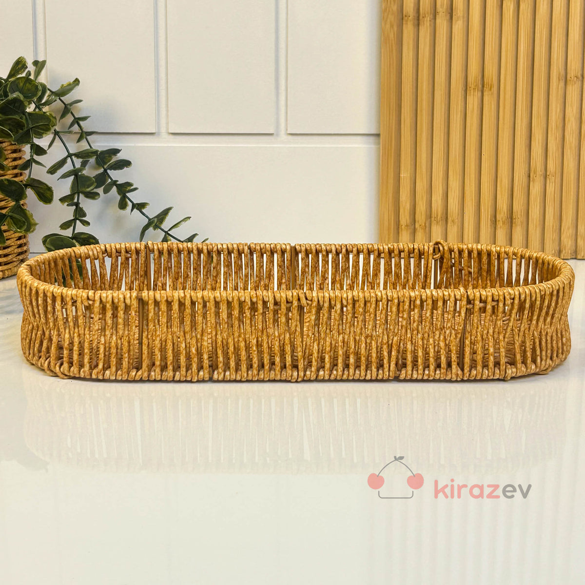 Rattan Uzun Organizer Sepet 31 × 12 cm