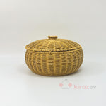 Rattan Yuvarlak Kapaklı Organizer Sepet Küçük Boy