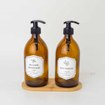 Retro Sıvı Sabunluk Seti Bambu Stantlı