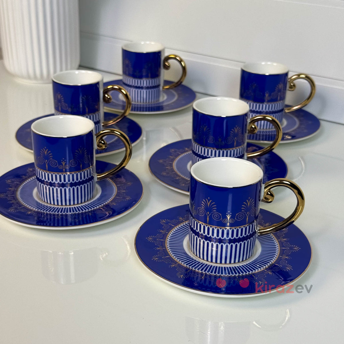 Royal Lacivert 6’lı Porselen Kahve Fincan Seti
