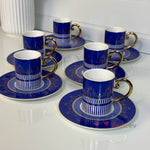Royal Lacivert 6’lı Porselen Kahve Fincan Seti