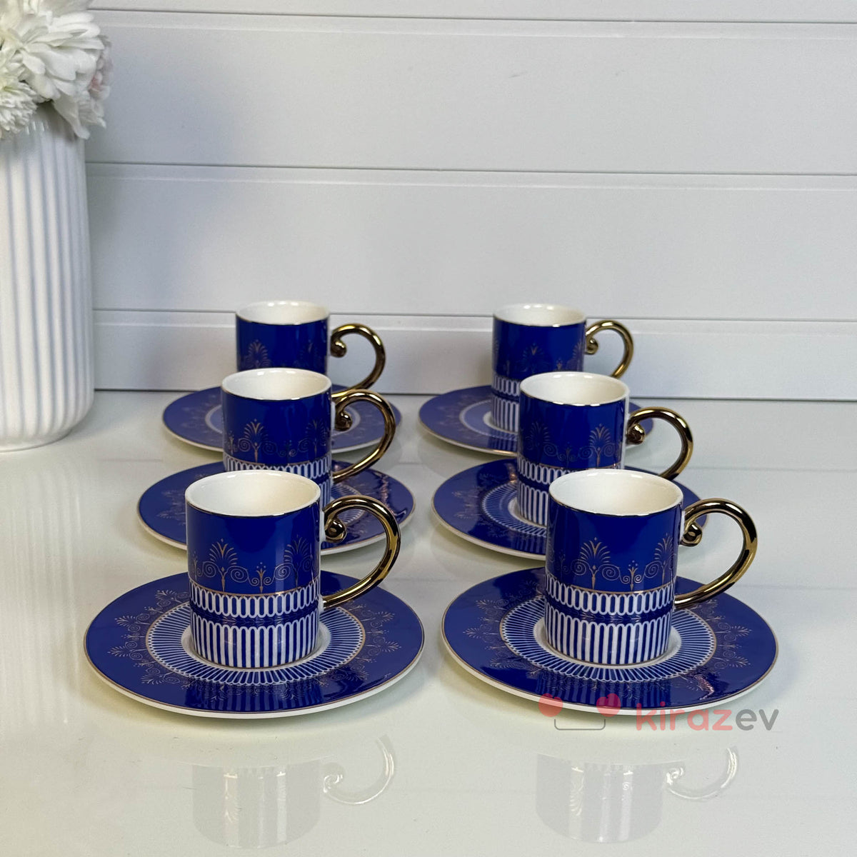 Royal Lacivert 6’lı Porselen Kahve Fincan Seti