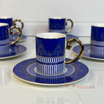 Royal Lacivert 6’lı Porselen Kahve Fincan Seti