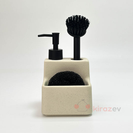 Krem Sıvı Deterjanlık Fırçalı Set