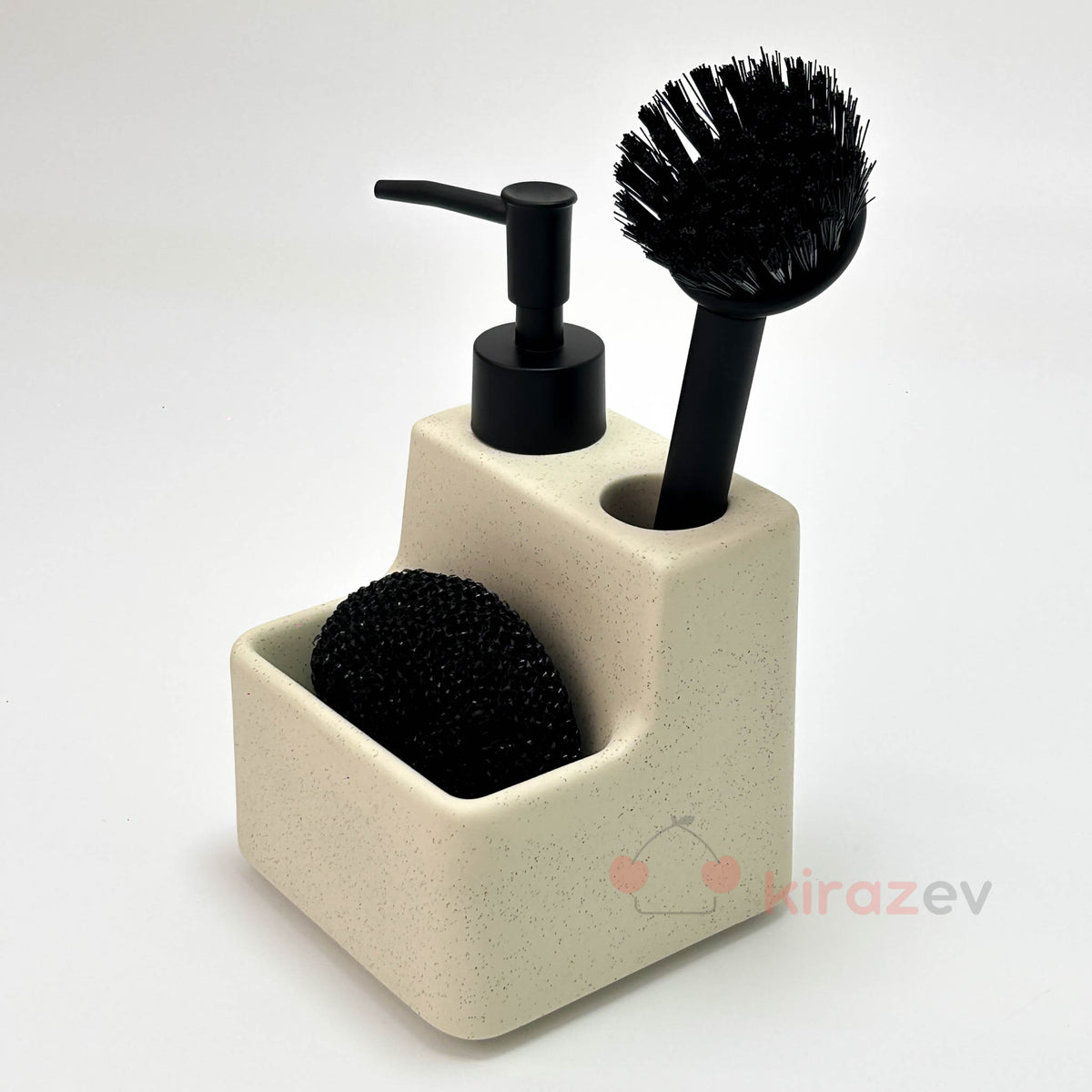 Krem Sıvı Deterjanlık Fırçalı Set