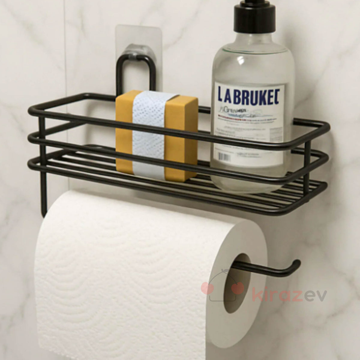 Siyah Metal Çok Amaçlı Banyo Rafı – Havlu & Kağıtlık