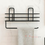 Siyah Metal Çok Amaçlı Banyo Rafı – Havlu & Kağıtlık