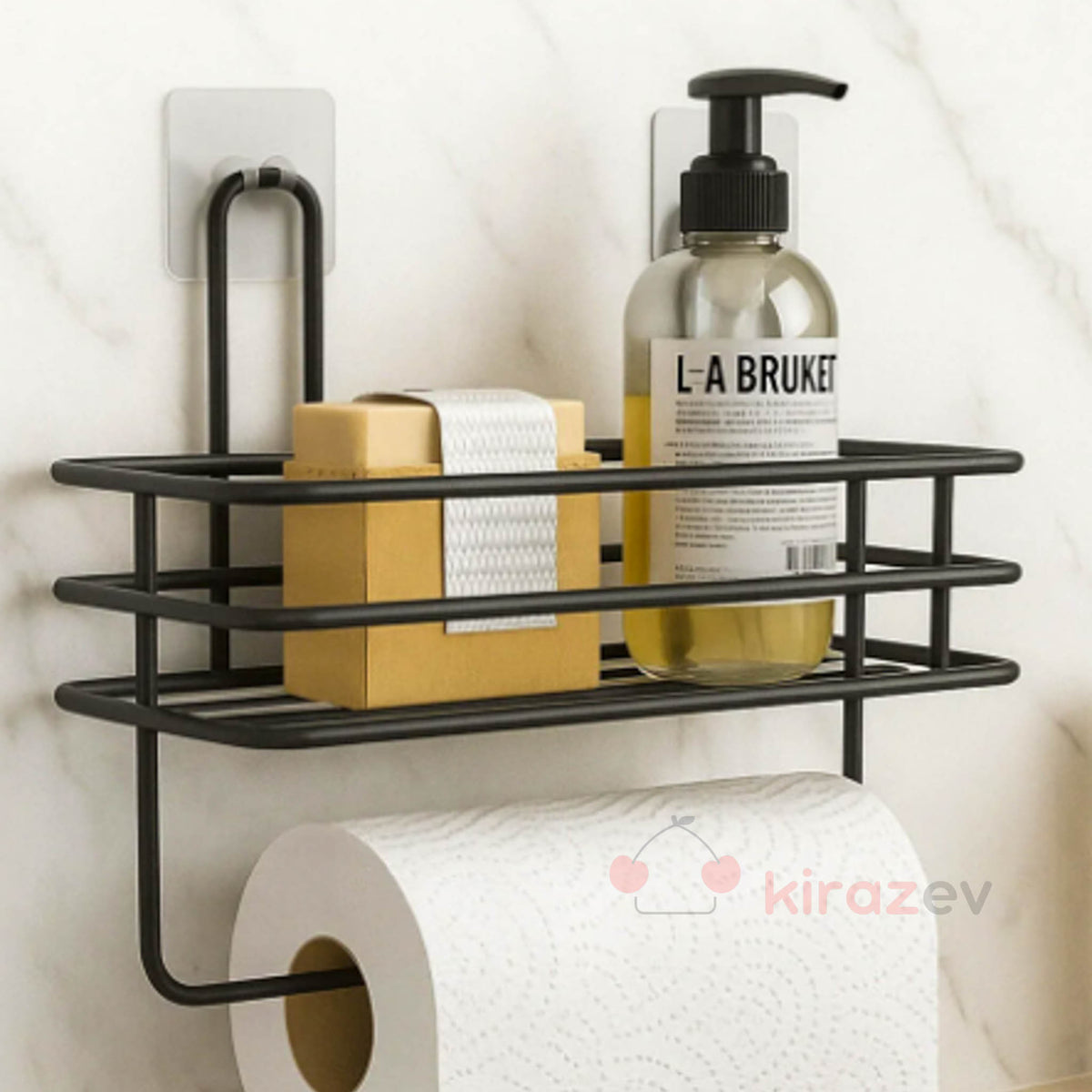 Siyah Metal Çok Amaçlı Banyo Rafı – Havlu & Kağıtlık