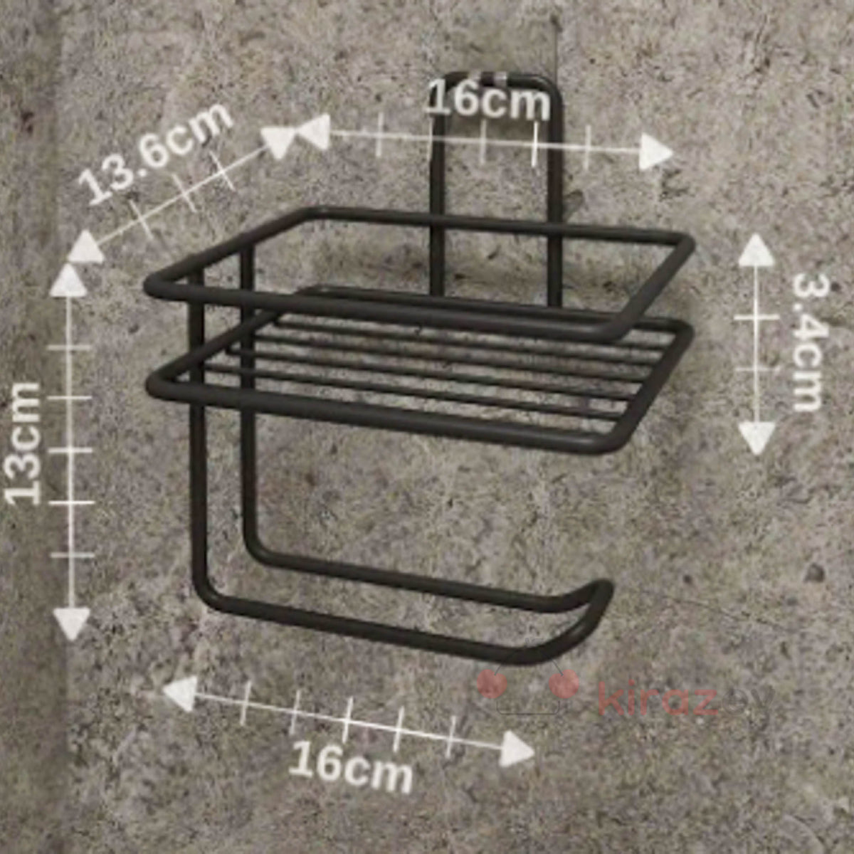 Siyah Metal Tuvalet Kağıdı Tutucu – Raflı