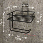 Siyah Metal Tuvalet Kağıdı Tutucu – Raflı