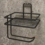Siyah Metal Tuvalet Kağıdı Tutucu – Raflı