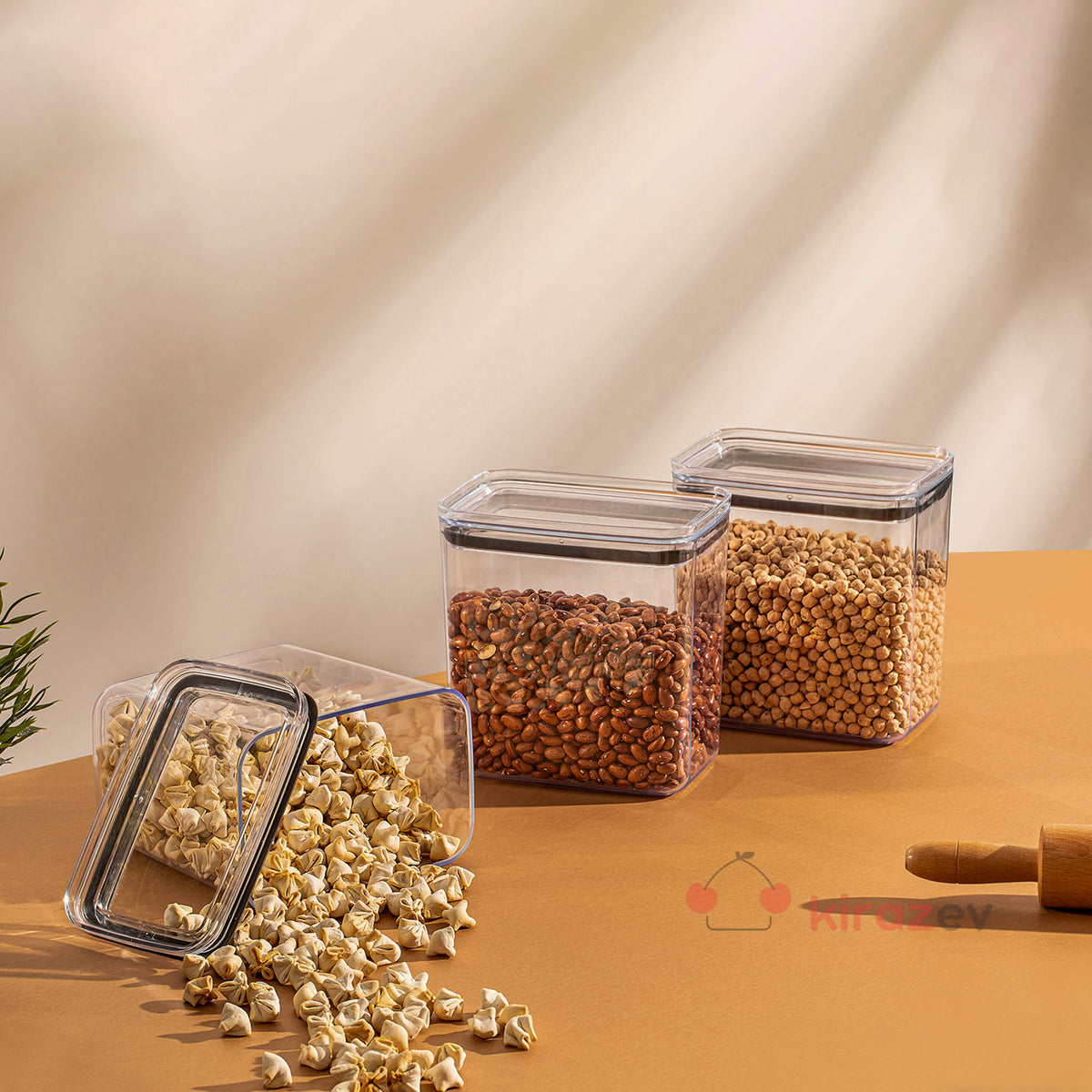 Soft Chef Dikdörtgen Erzak Saklama Kabı 2100 ml - Kiraz Ev