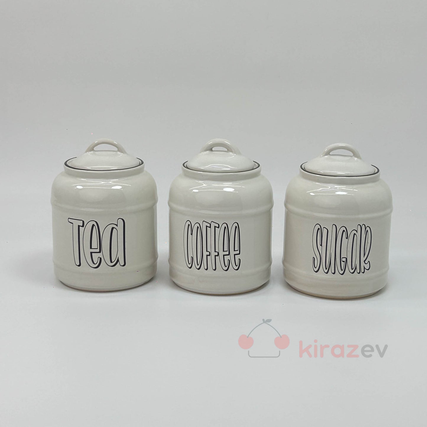 Seramik Tea Coffee Sugar Kavanoz Seti